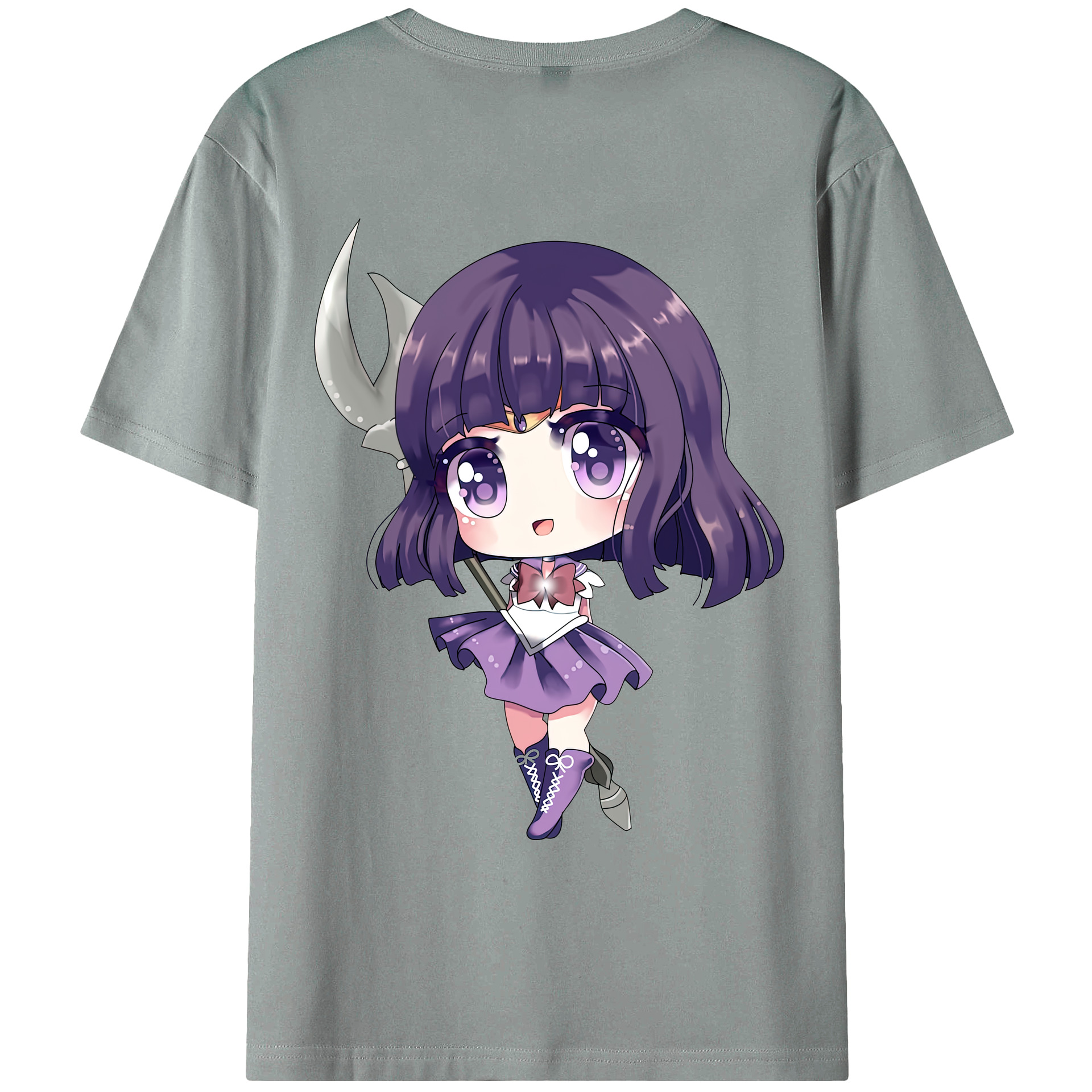 （画像用） 美少女戦士セーラームーン 土萠ほたる Sailor Moon Tomoe Hotaru （セーラーサターン；Sailor Saturn） 綿100％ メンズ半袖Tシャツ（バックプリント） 通気性